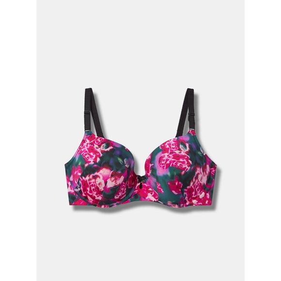 Torrid NWT 46DDD Perfect T-Shirt Bra in Blur Roses Floral Aventurine - Picture 1 of 3